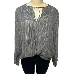 Shamask Silk Long Sleeve striped lined tunic Blouse size 10